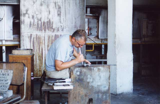 Glass blower in Murano, Venice, Italy