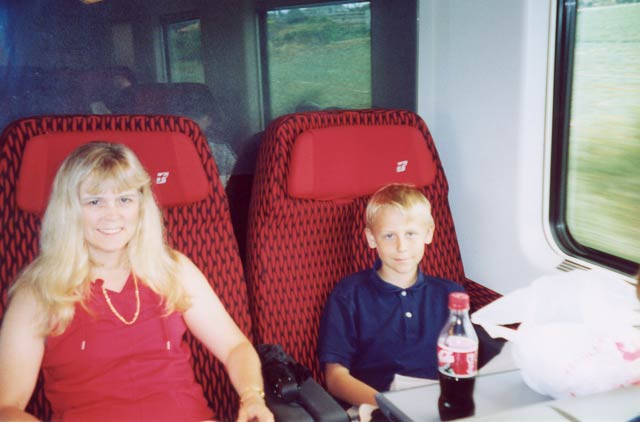 Nancy McQueen and Scott McQueen on the train from Florence to Rome