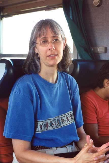 Susan McQueen on the train to Pisa, Italy