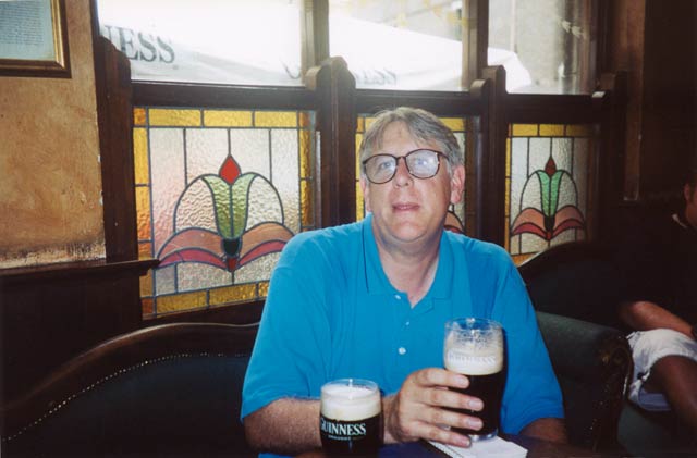 Jim McQueen (and friends) in the Trinity College Pub, Rome, Italy